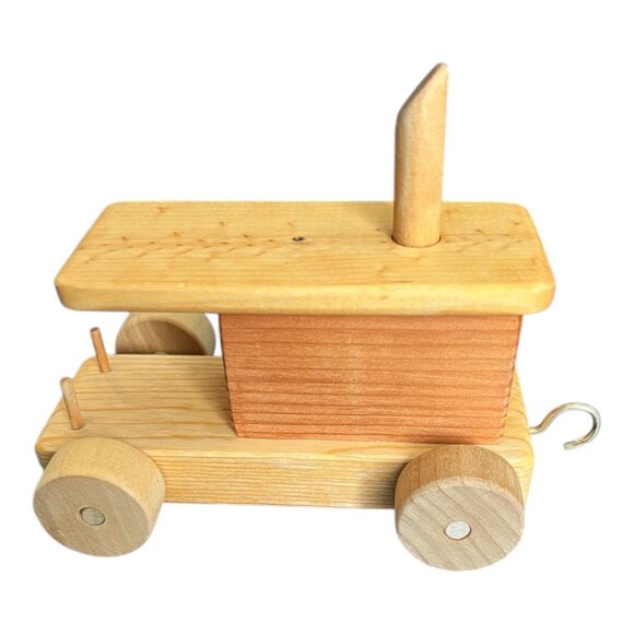 Vtg Wooden Train Set 4 Cars Rolling Locomotive Caboose Side Cars 32" Handmade - Picture 5 of 16